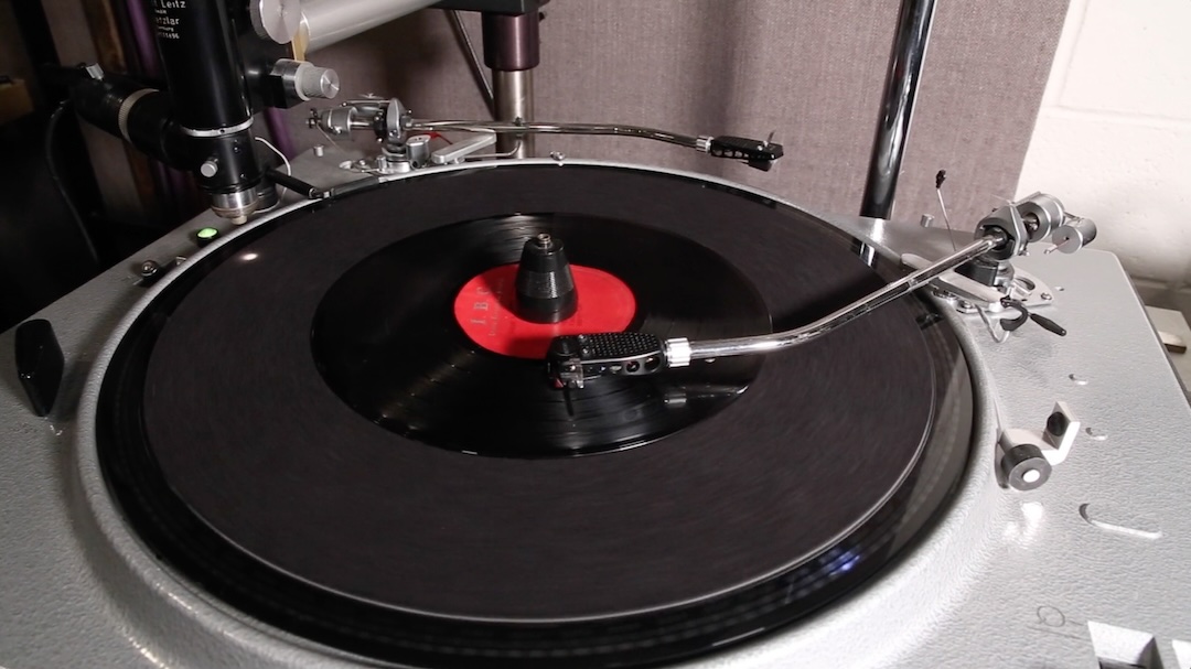 Nick Bergh’s EMT 927 F turntable, used for transferring rare sides. Photo: Courtesy of Nick Bergh.