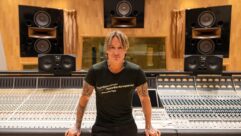 Keith Urban at The Sound's custom Neve/SSL console. Photo: Brennon Williamson.
