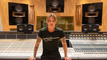 Keith Urban at The Sound's custom Neve/SSL console. Photo: Brennon Williamson.