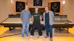 From left: engineer/studio manager Mark Dobson, Keith Urban, and veteran engineer/producer Pat McMakin, who was project manager for the overall rehabilitation of The Tracking Room, now called The Sound. Photo: Brennon Williamson