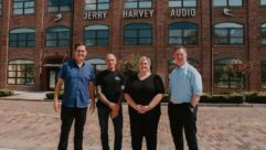 [L to R] Sound Devices CEO Matt Anderson, JH Audio CEO Jerry Harvey, Sound Devices CFO Lisa Wiedenfeld, Audiotonix Divisional MD Nigel Beaumont