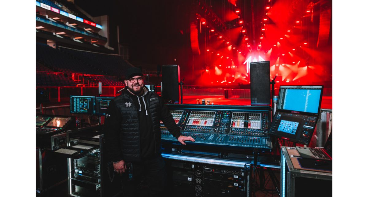 FOH engineer Thom Pike, who mixes Sleep Token on the road.