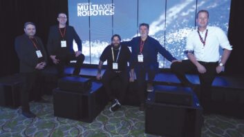 From left: ACT Entertainment’s Darryl Ross and PK Sound’s Andrew King, Bryan Andres, David Rosello, and Tim Timmermans. Photo: John Staley.