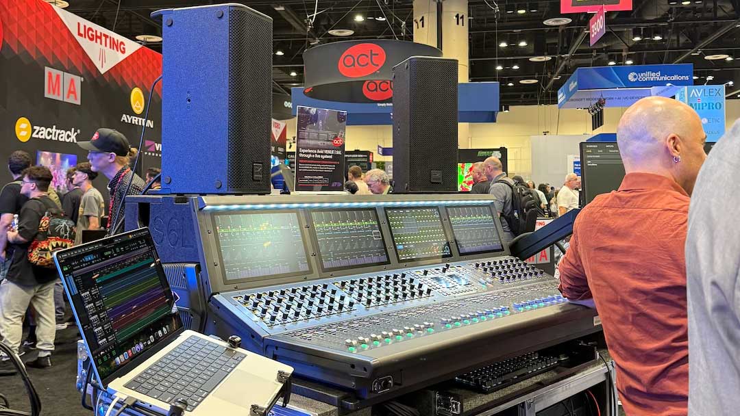 ACT Entertainment presented numerous brands it represents across audio, lighting and video at InfoComm. As part of that, ACT announced that it has been selected as a U.S. distributor for Avid’s live sound portfolio—and that was underlined by the Avid S6L live sound console on display.