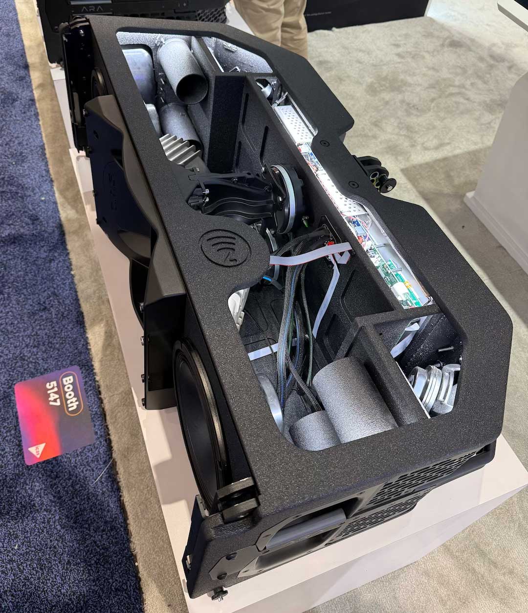 Once again, DAS Audio had a big presence at the show, with its demo room presenting a Dolby Atmos set up using the company’s ARA-P point source speakers, but the booth was equally busy with visitors stopping to check out the ARA Series as a whole, including the LARA 4-way symmetrical, cardioid, self-amplified line array system seen here.