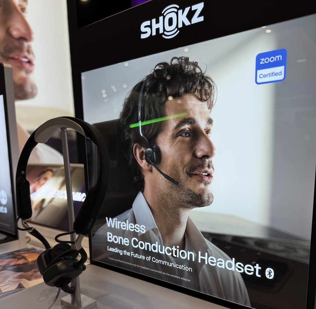 Sometimes you need to hear your surroundings as well as audio; with that in mind, Shokz was showing its recent Wireless Bone Conduction Headset, adapting its original behind-the-head format to a more traditional headset design that still leaves your ears uncovered.