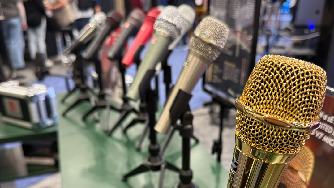 sE Electronics had plenty of mics to get your hands on, including the brand-new sE6160 shotgun mic. For many, however, the big excitement was the chance to win a limited-edition Gold V7 handheld mic.