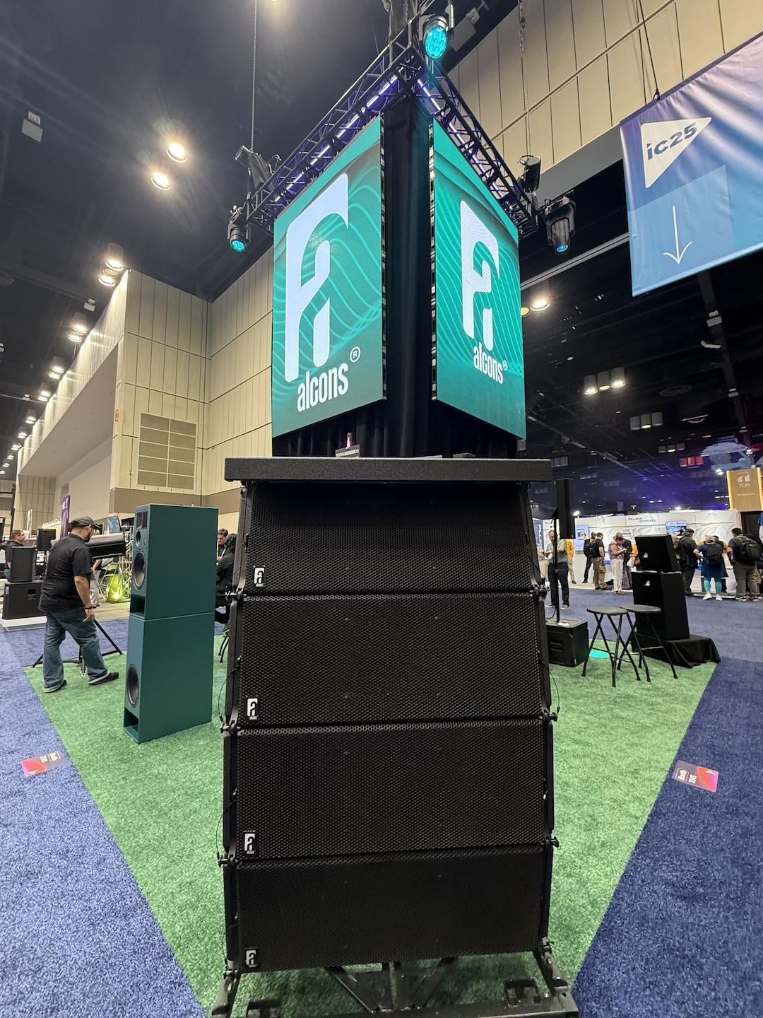 Alcons Audio had the corner on impressive line array hangs.