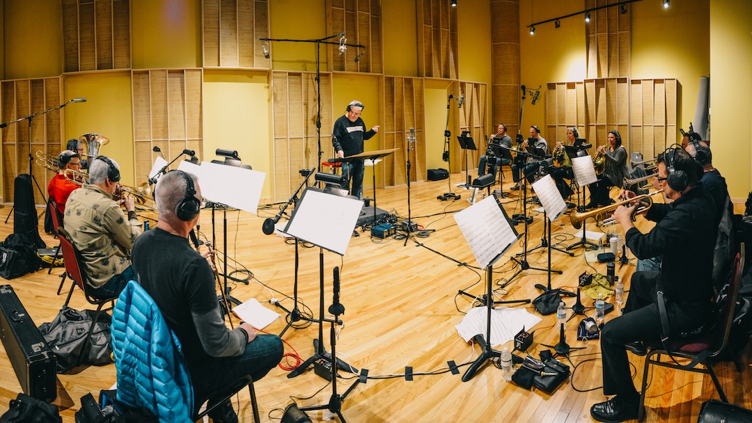 Recording a brass session inside Studio A, 'The Big Room.'