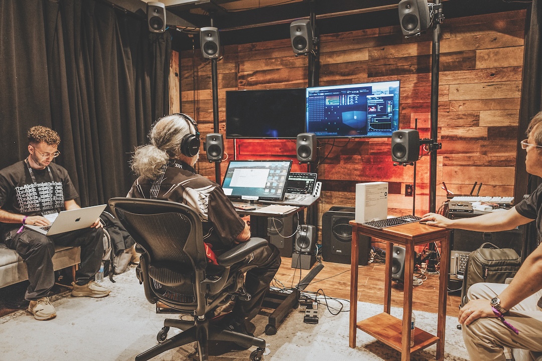 Besides showing a few of its high-end microphones and headphones, Sony once again provided free VME measurements and profiles for attendees, this time from the immersive mix room at Black River Entertainment. Photo: Kevin Craig.