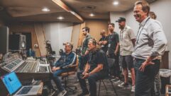 First-time sponsor Airsound, the company founded by brothers Guy and Daniel Fletcher in England, set up their two-and four-speaker immersive playback technology and wowed the crowd with the accurate playback of 7.1.4 material from a pair of monitors. Photo: Kevin Craig.