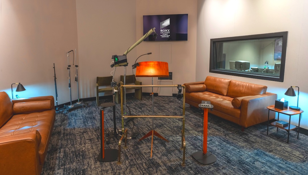 The spacious ADR 3 live room, which has been expanded both physically and technically, can host up to 10 performers comfortably and features an updated, unobtrusive video recording and playback system, new iOS-based comms, Klang headphone amps, Shure wireless and BSS BLU control. Photo: Eric Dye.