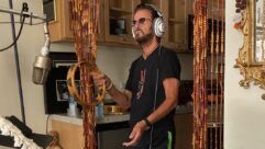 Ringo adding a percussion part to a recording in 2022 in Roccabella’s “vocal booth” – the former kitchen of the guest house into which the studio was built at his home in Beverly Hills. Photo: Brent Carpenter.