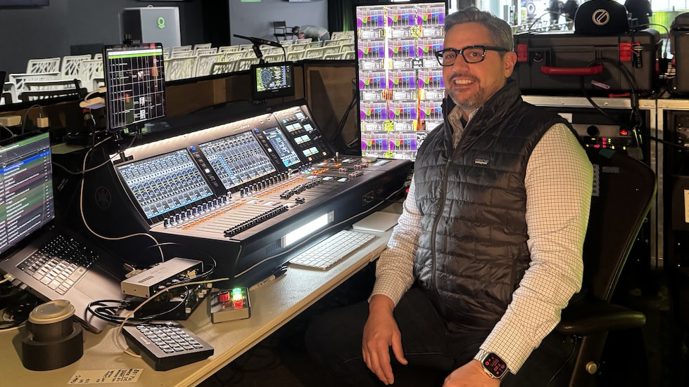 Brian Frost at the Yamaha DM7 for a Palo Alto, CA tech event. Photo: Brian Frost.