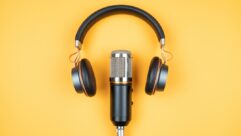 Headphones with a mic. Photo: Getty Images