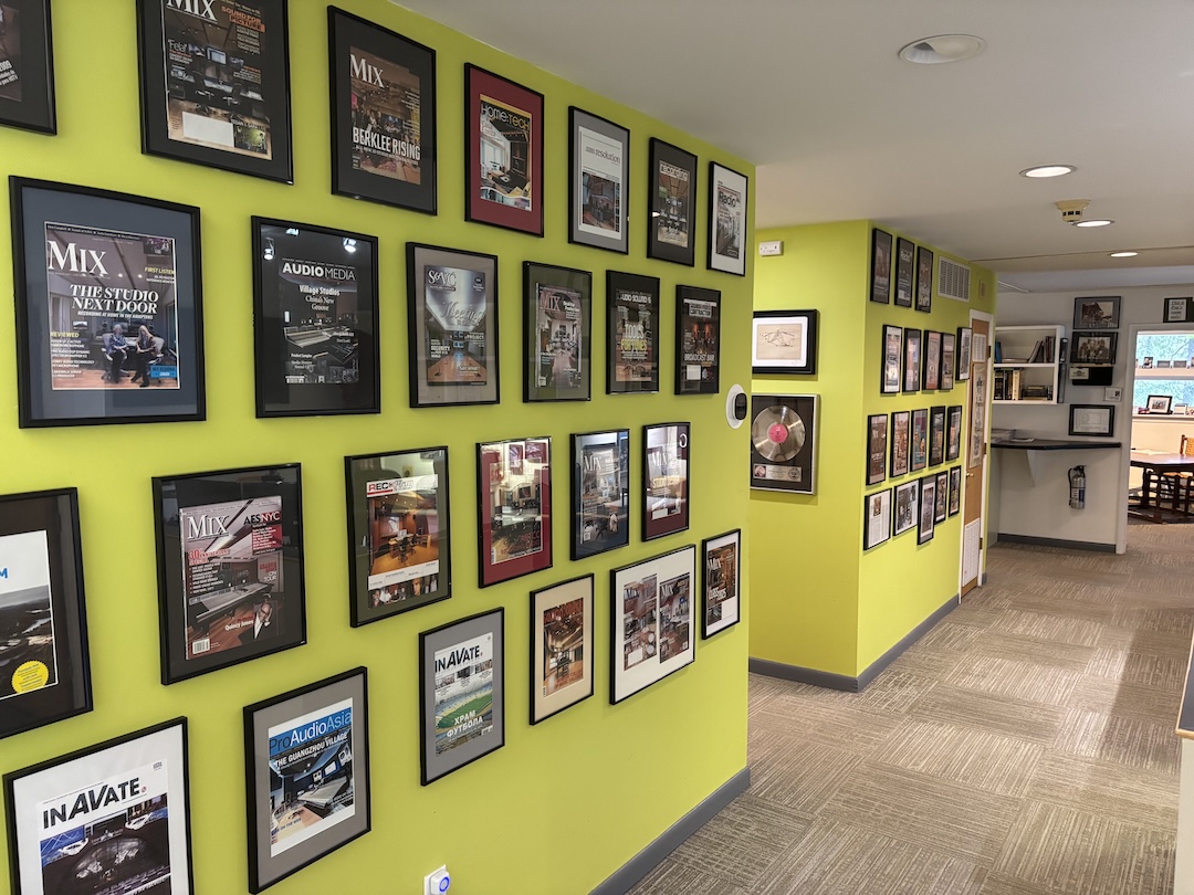 Just one of the many walls in the WSDG offices filled with magazine covers from the past 40 years, from across the media and entertainment spectrum. Photo: Tom Kenny.