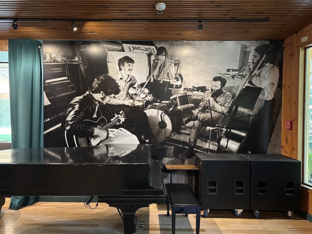 The original tenants of the Bearsville-Woodstock studio and entertainment scene:—The Band—are honored with a mural in the main lounge area. Photo: Tom Kenny