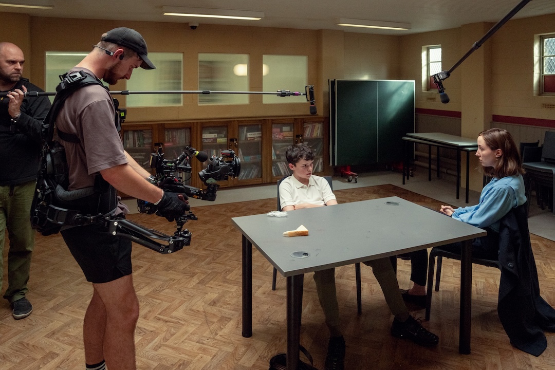 Camera and boom operators had to remain tight to the action at all times, while moving in perfect sync through each single-shot, hour-long episode. Photo: Courtesy of Netflix.