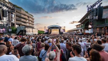 Meyer Sound provided 400-plus loudspeakers for this year’s Montreaux Jazz Festival, including the Panther system used at the Lake Stage. Photo: Marc Ducrest.
