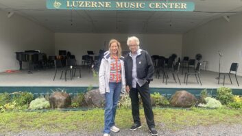 Elizabeth Pitcairn, president and artistic director of Luzerne Music Center, with John Storyk. Photo: Tom Kenny.