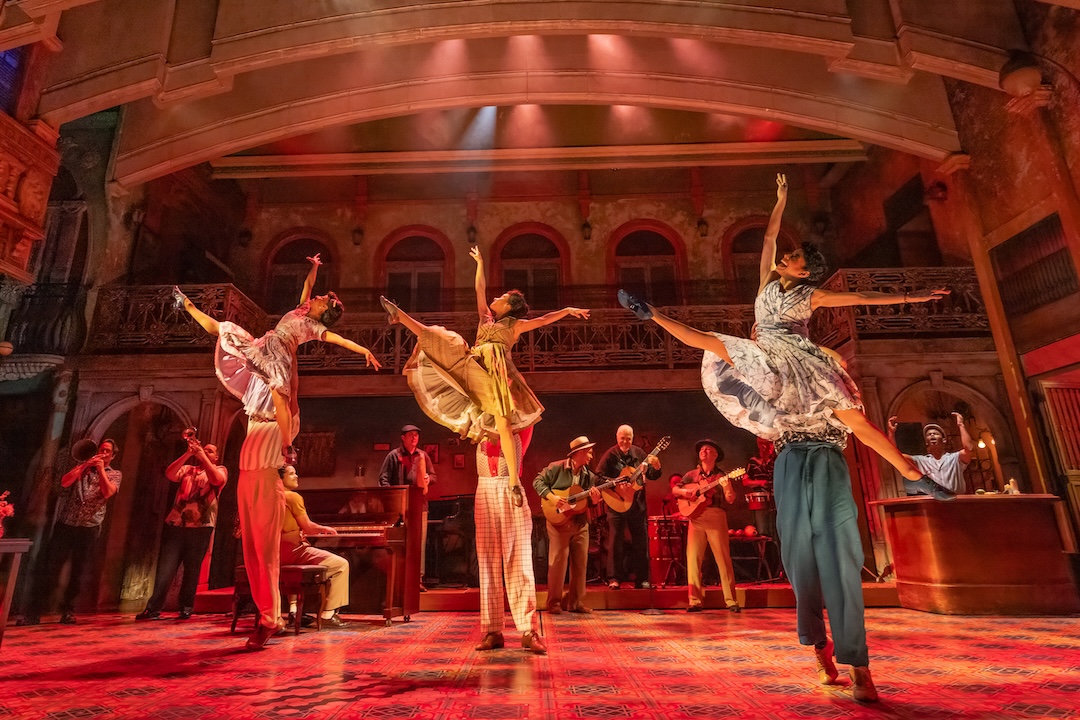 The show uses 27 speakers in the stage deck, TiMax stagetracking and Meyer Sound Spacemap Go technology to deliver custom monitor mixes to the cast without using IEMs. Photo: Matthew Murphy.