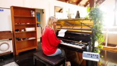Suzy Shinn in the upstairs part of her home/studio. Photo by Alice Baxley.