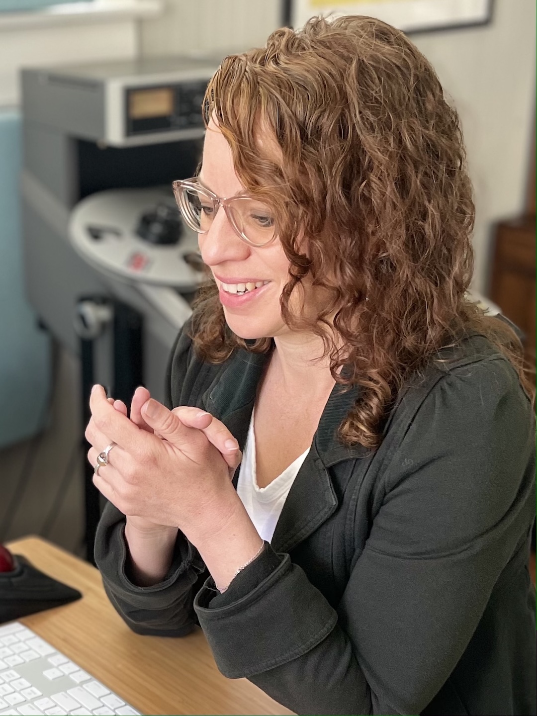 Jessica Thompson, who mixed and mastered Woody at Home—Volumes 1 & 2 at her San Francisco studio. Photo: Margot Thompson.