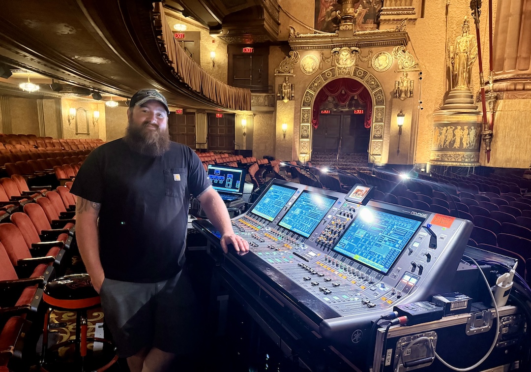 A 14-year-veteran of Vince Gill’s production team, FOH engineer/production manager Josh Isenberg mixed the star’s three-hour-plus shows nightly on a Yamaha Rivage PM5 console. Photo: Clive Young.
