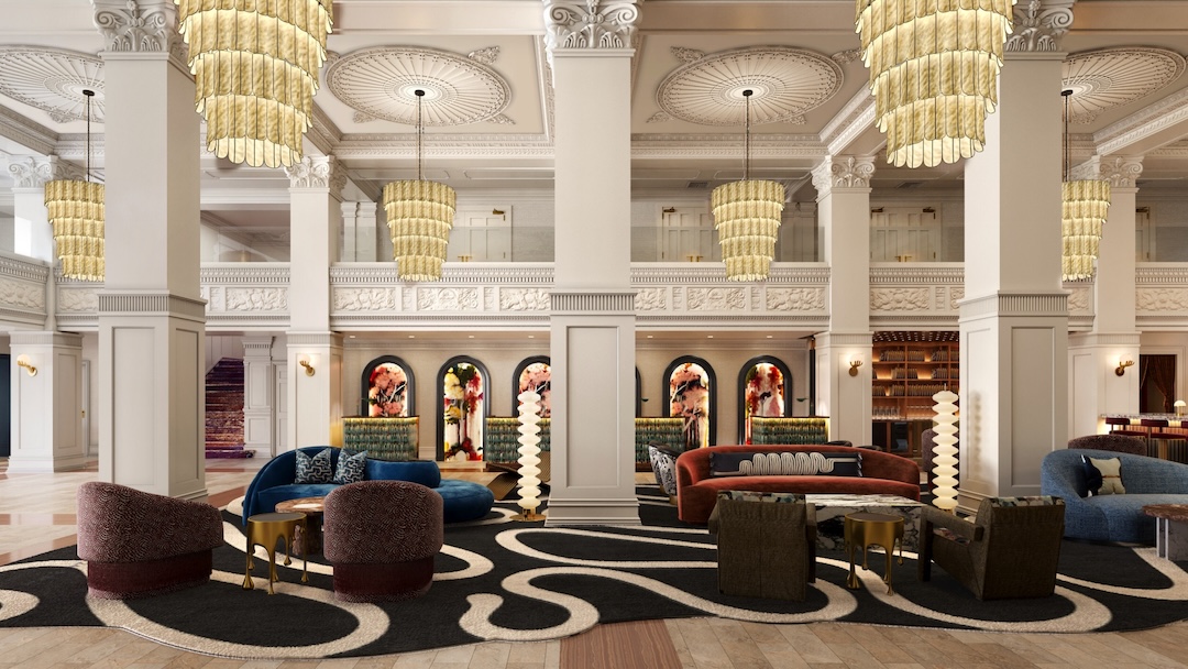 The Gunter Hotel's majestic lobby.