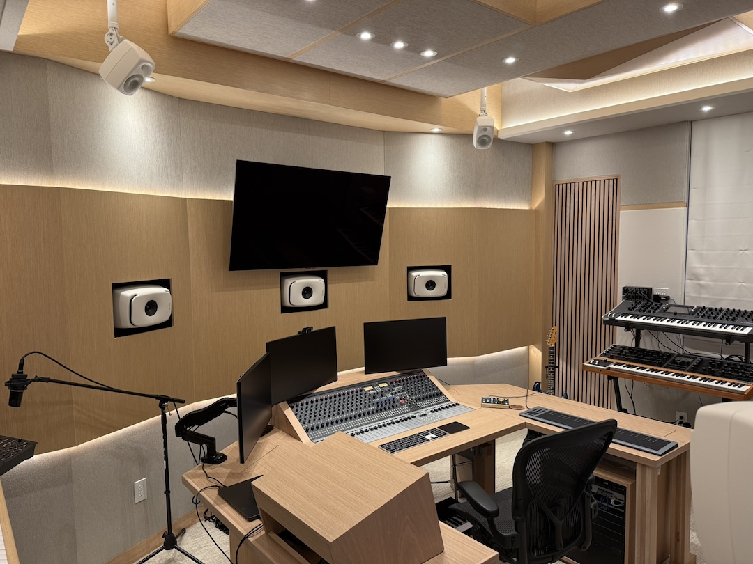 The studio is centered around a Neve 8424 console, housed in a custom desk that JSX designed and had built by a millworker. 