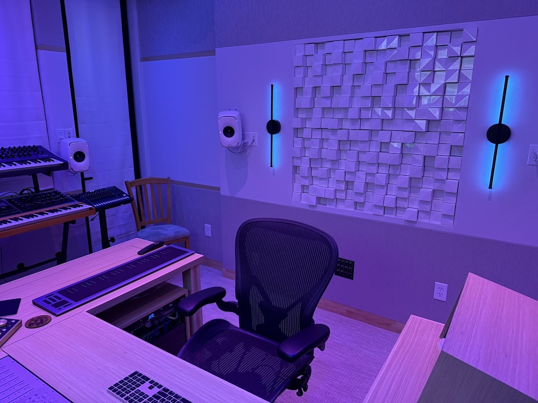 A custom smart lighting system that lets the client set the mood.