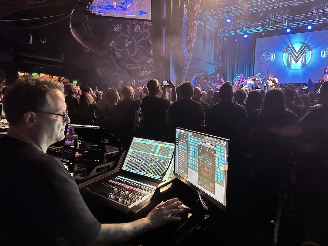 Ken “Pooch” Van Druten has been mixing the tour on Waves’ new eMotion LV1 Classic console. Photo: Courtesy of Ken Van Druten.