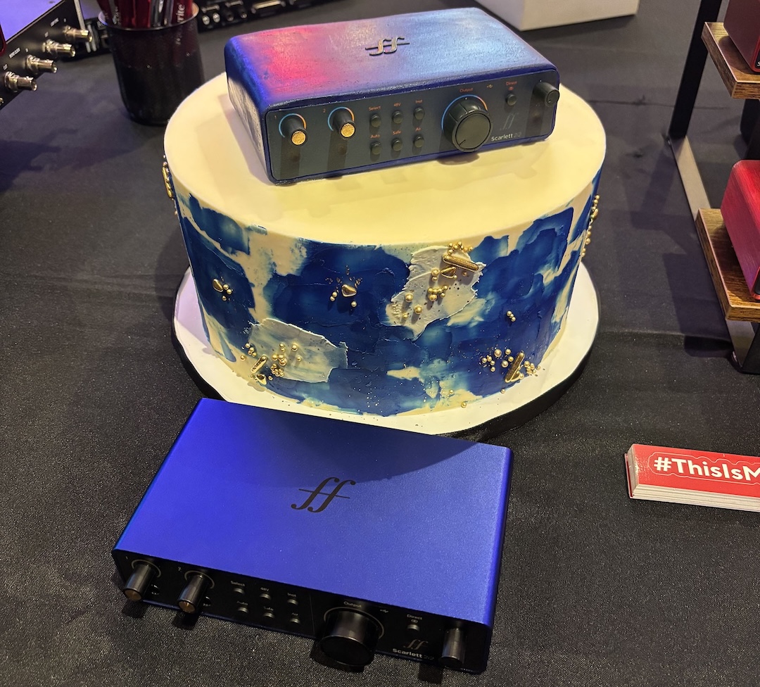 A clever cake celebrated the release of the the Scarlett 2i2 Anniversary Edition.