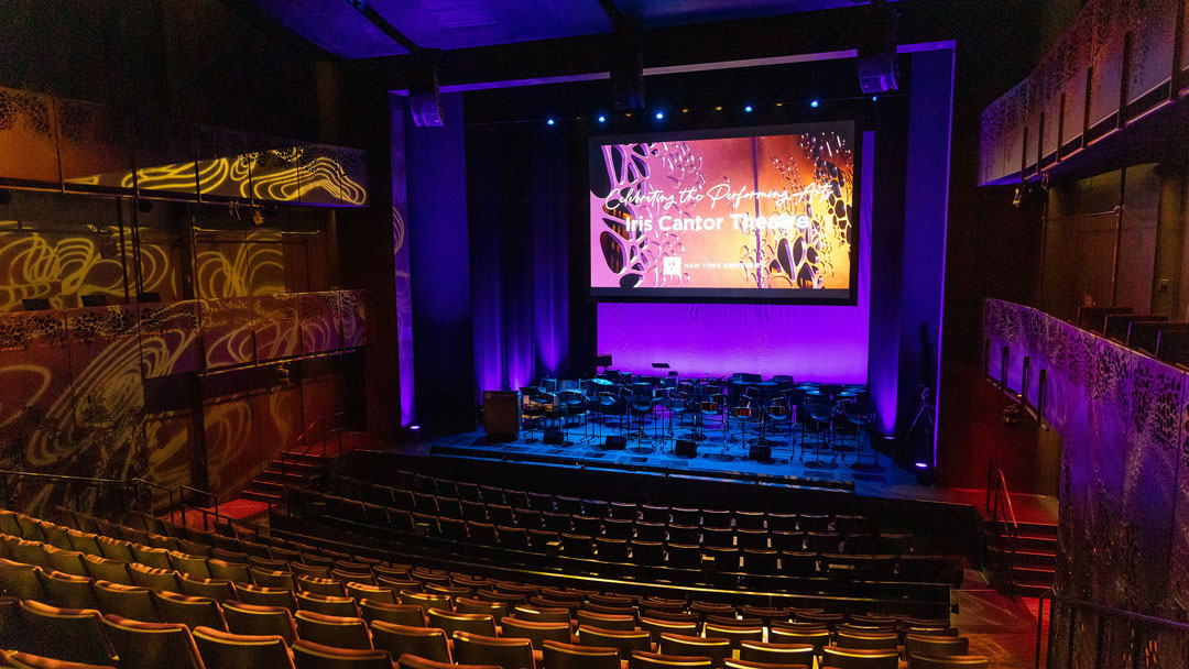 The Iris Cantor Theatre, a 350-seat professional-level proscenium, fly-loft theatre inside the John A. Paulson Center.