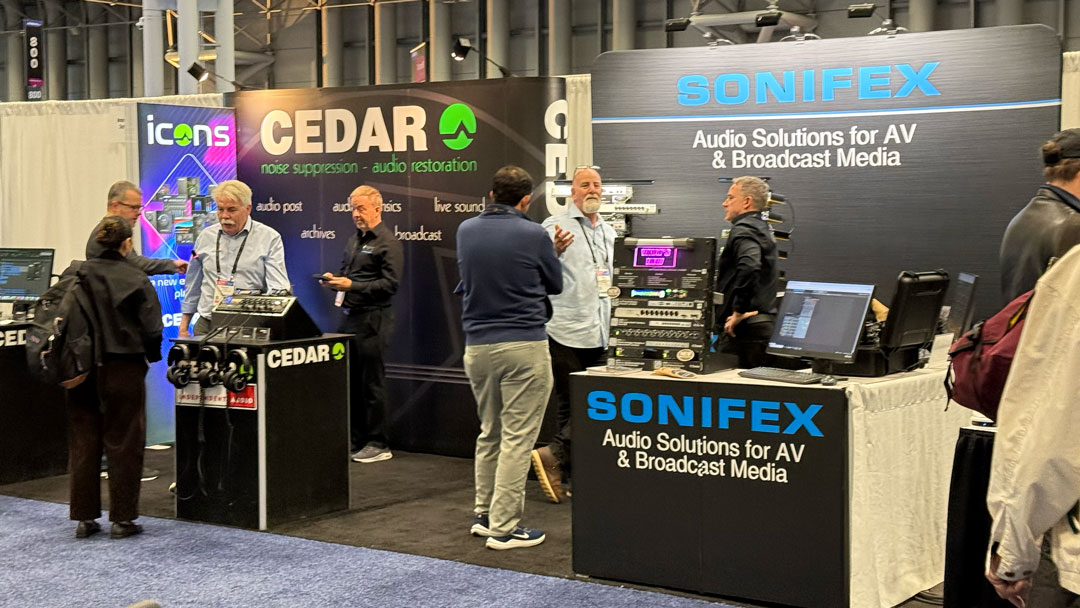 Cedar shared its audio restoration and speech enhancement solutions for film, post, TV and radio broadcast, while neighboring exhibitor Sonifex presented its broadcast audio equipment for radio and TV.
