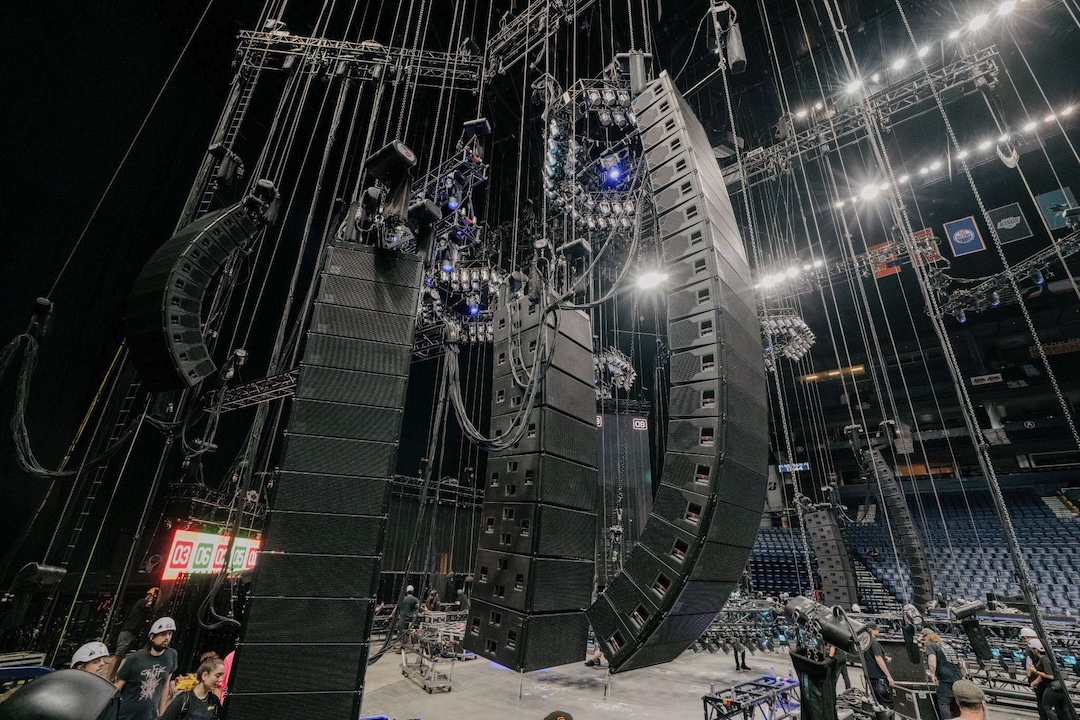 A sizable d&b audiotechnik SL-Series P.A. was used at each stop on the band's most recent tour leg.