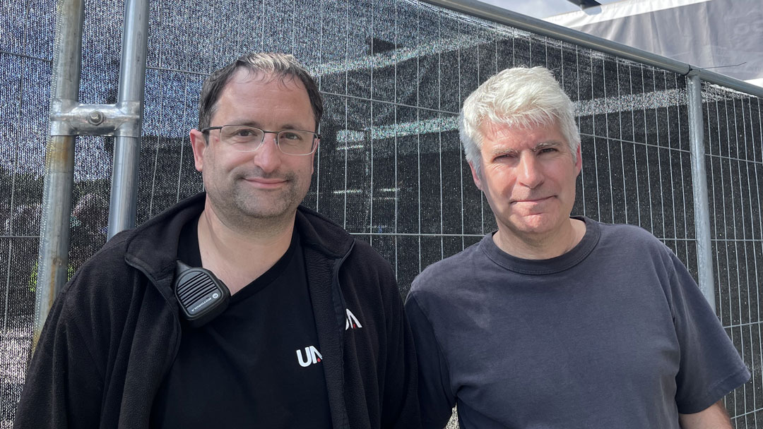 Co-FOH engineers Dan Lewis and Sam Parker. Photo: Britannia Row. 