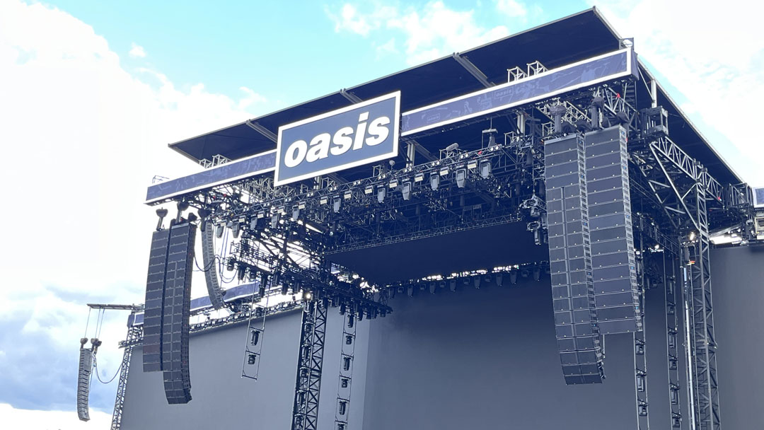 Part of the giant, stadium-filling L-Acoustics P.A. that Britannia Row fielded for the Oasis Live 25 world tour. Photo: Britannia Row.