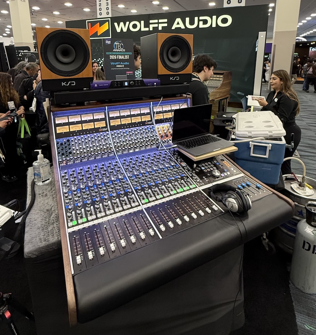 Wolff Audio had a packed booth throughout the show as attendees flocked to see consoles and the new Quad Tutti microphone preamp, not seen here.