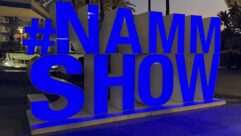 NAMM’s trademark glowing blue sign greeted visitors outside the pro-audio halls.