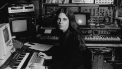 Laurie Spiegel in her home studio in 1990. Photo by Marilyn McLaren.