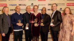 (l-r): AMPS Chair George Foulgham, Dash Mason-Malik AMPS, Gareth John AMPS, Gwendolyn Yates Whittle, Juan Peralta, Al Nelson, AMPS Vice Chair Kate Davis. Photo: Paul Hampartsoumian.