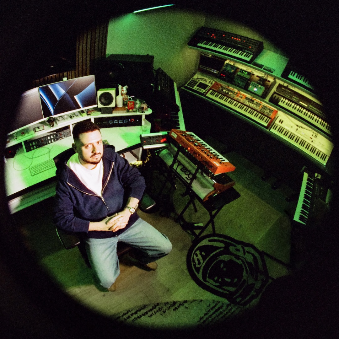 A bird’s-eye view of Chahayed’s synth-centric studio setup. Photo: Pooneh Ghana.