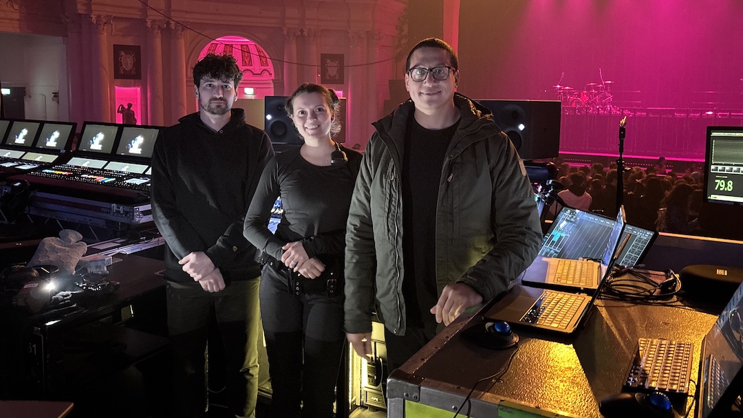 Schyler Blackman (monitor engineer), Shannon Fitzpatrick (audio tech), James Butera (FOH engineer)