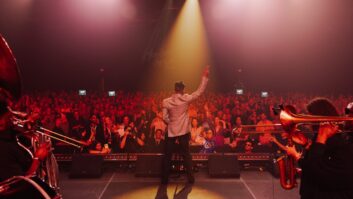 Jon Baptiste revs up the Montreux Jazz Festival Miami crowd inside The Hangar. Photo: Valerie Chaparro