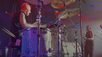 The author behind the drums; Gary Hoey, right. PHOTO: Courtesy of Drew Gantert