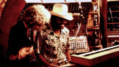 Malcom Cecil (left) and Billy Preston inside the massive TONTO (The Original Neo Timbral Orchestra) multitimbral polyphonic analog synthesizer. Photo: Courtesy of Jawbone Press.