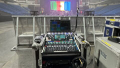 The FOH position for Four Year Strong centers around an Allen & Heath SQ-5 console.