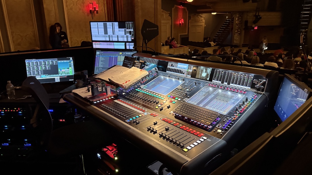 Head Audio/A1 Allison Ebling mixes the show nightly on a DiGiCo Quantum 7 console with theatre extensions. Photo: Clive Young.