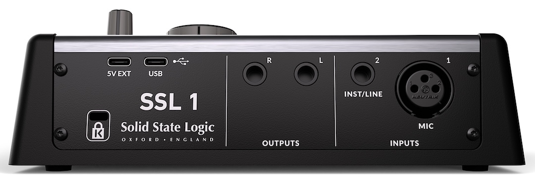 The rear panel of the SSL 1.